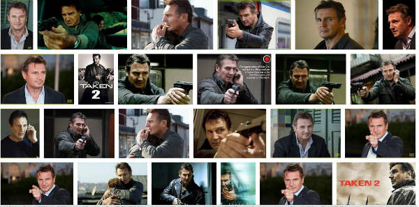 Liam Neeson pointing his gun