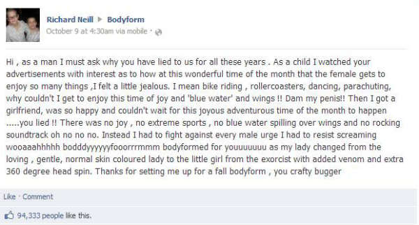 bodyform facebook comment